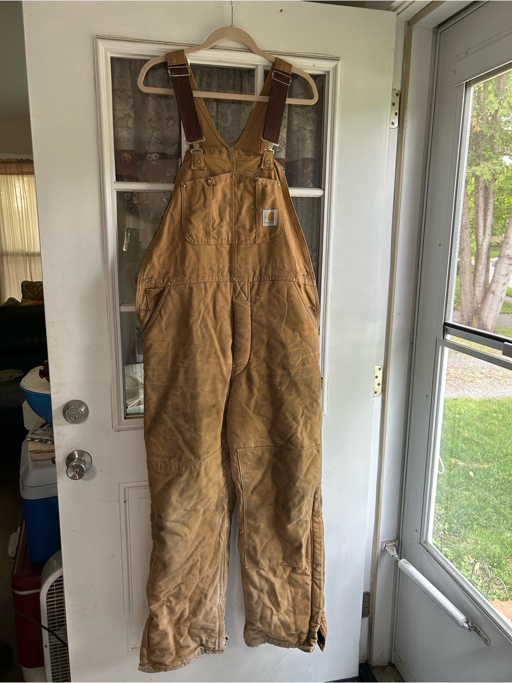 Carhartt Tan/Brown Duck Work Bib Overalls, vintage, 40 x 30“, these are so cool!